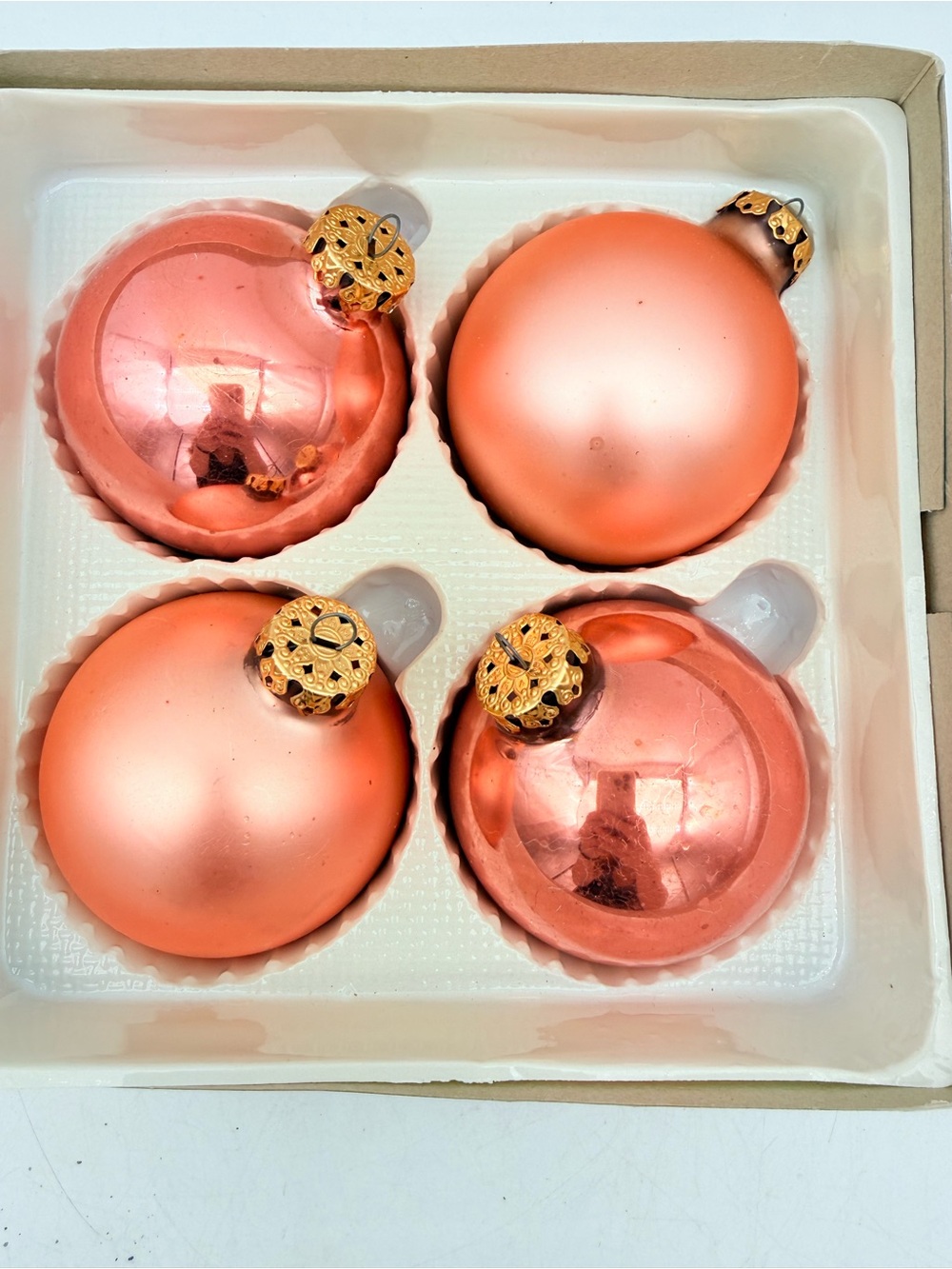 Rose Gold Glass Christmas tree Ornament Set - Pack of 4